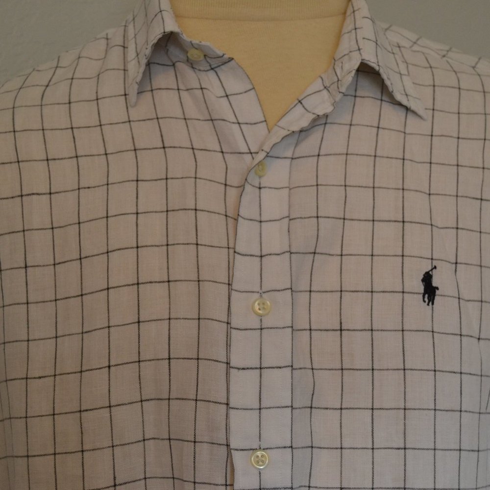 POLO RALPH LAUREN 100% LINEN L/S SHIRT - 100% LINEN- SIZE- XL